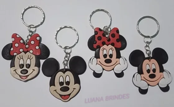 Chaveiros Michey e Minnie Variados de Borracha - 1 unid