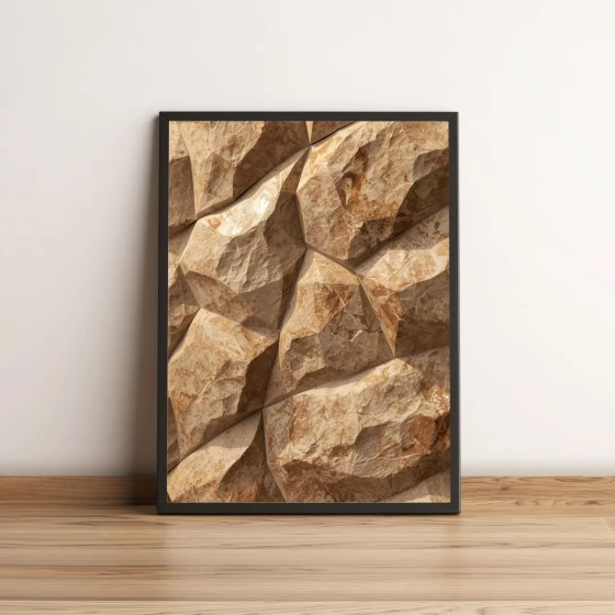 Quadro Decorativo Textura de Pedra Geométrica Marrom 2251