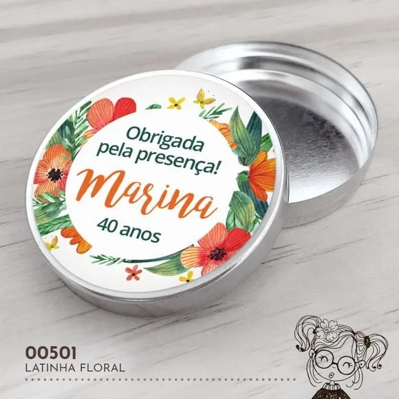 Latinha Adesivada Floral - 00501