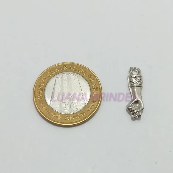 Pingente Figa de Metal Prateado Pct 12 Unidades