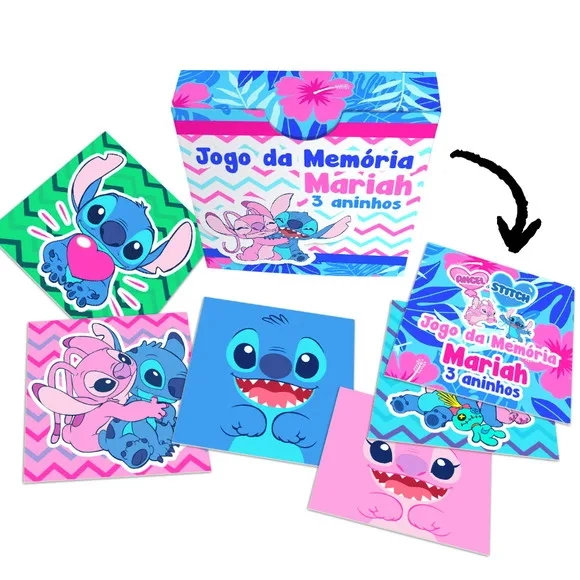 Jogo da Memória Festa Stitch e Angel Rosa
