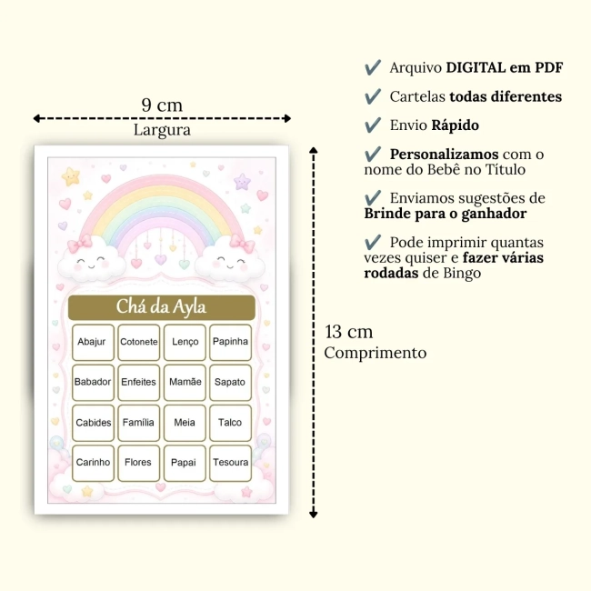 Bingo Chá de Bebê Menina PDF Para Imprimir