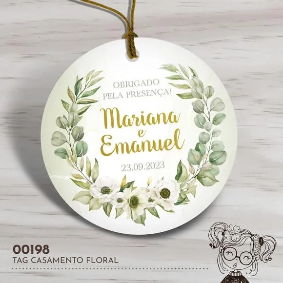 Tag Redonda Casamento Floral - 00198