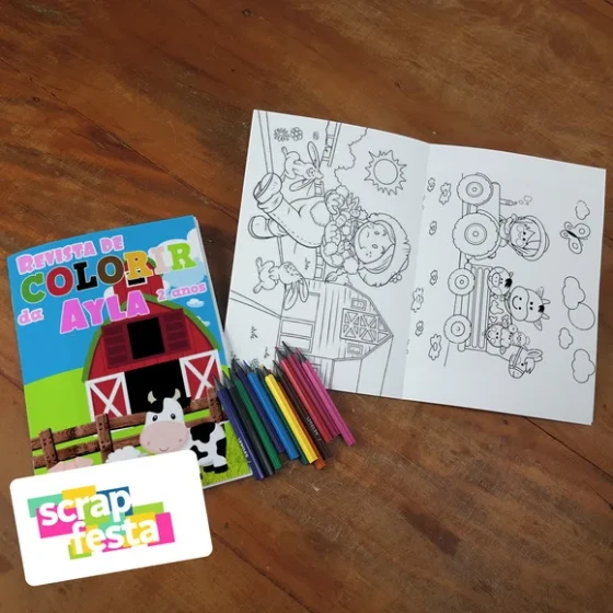 Revista Colorir + Lápis de Cor Festa Fazendinha