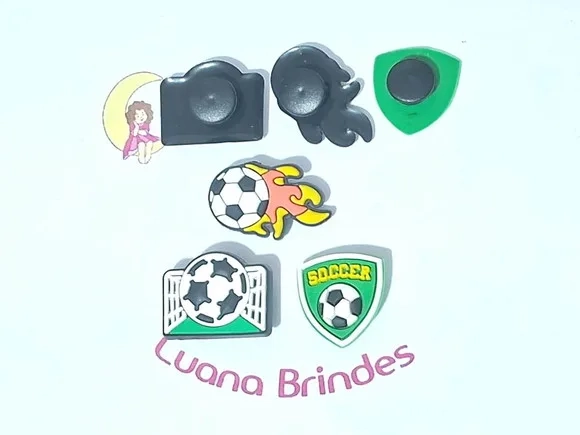 Pins de Crocs Futebol Emborrachado Pacote com 6 Unidades
