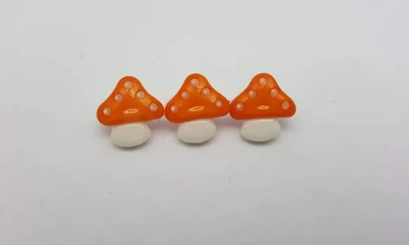 Aplique Botão de Cogumelo Laranja de 1,5cm - 20 unidades