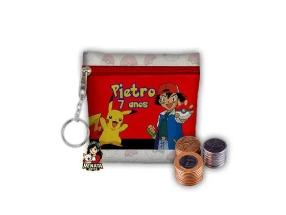 Chaveiro Porta Moedas Personalizado Pokemon