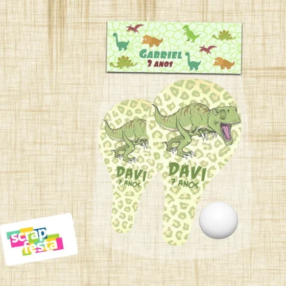Jogo Ping Pong Personalizado Festa Dinossauro