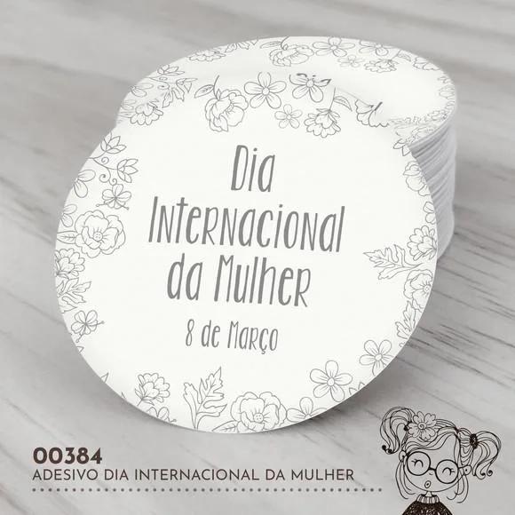 Adesivo Redondo Dia Internacional da Mulher - 00384