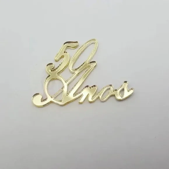 Aplique 50 Anos Acrílico Espelhado Dourado Pacote C/25 Unids