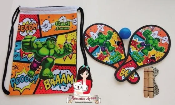 Mochila Ping Pong com Corda Tema Incrível Hulk