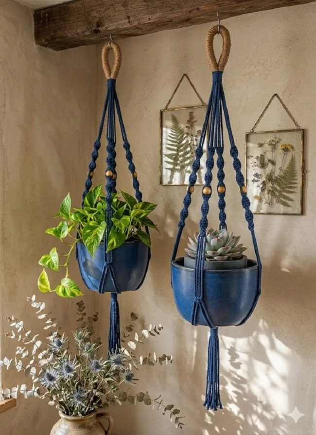 Suporte para Plantas em Macramê Feito à Mão | Decoração Boho para Casa