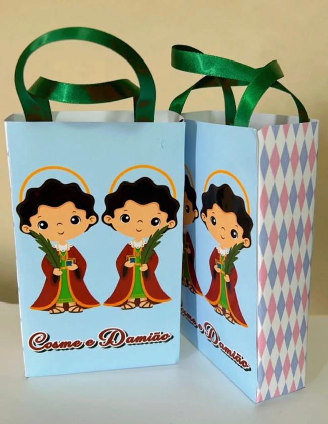 Sacolinhas Personalizadas Cosme e Damião Lembrancinhas