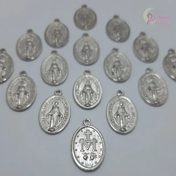 Medalha Nossa Senhora das Graças Metal Prata - pct c/13 unid