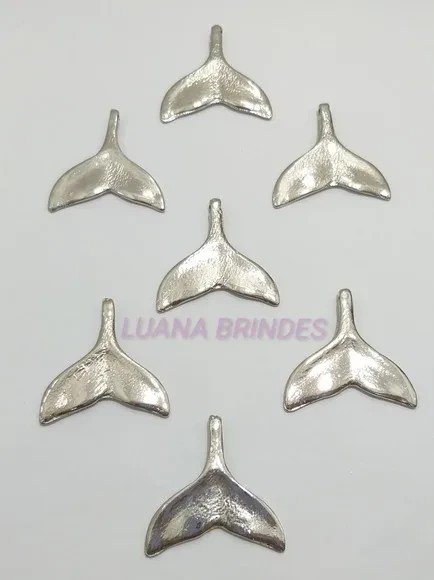 Pingente Calda de Sereia Metal Prateado 3,5cmpacote C/10 un