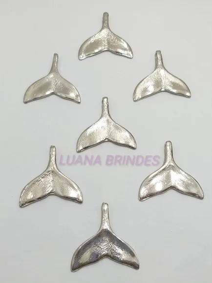Pingente Calda de Sereia Metal Prateado 3,5cmpacote C/10 un