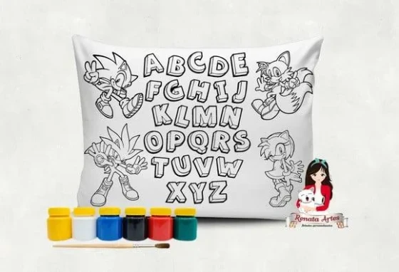 Almofada com Tinta para Colorir Sonic Alfabeto