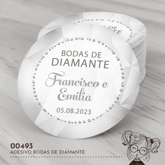 Adesivo Redondo Bodas de Diamante - 00493