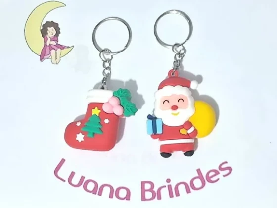 Chaveiro Natal Emborrachado 3d Pacote com 2 Unidades