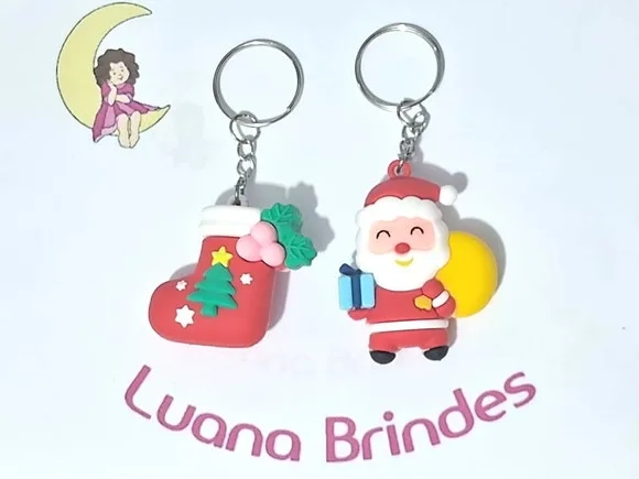 Chaveiro Natal Emborrachado 3d Pacote com 2 Unidades
