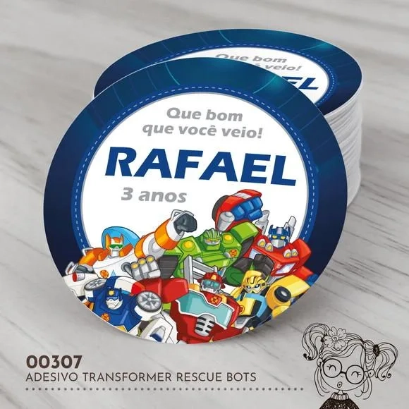 Adesivo Redondo Transformers Rescue Bots - 00307