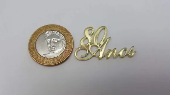 Aplique 80 Anos Acrílico Espelhado Dourado Pct 10 Unidadades