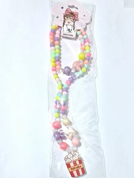 Kit Colar e Pulseira Infantil Acrílico Pacote com 1 Kit