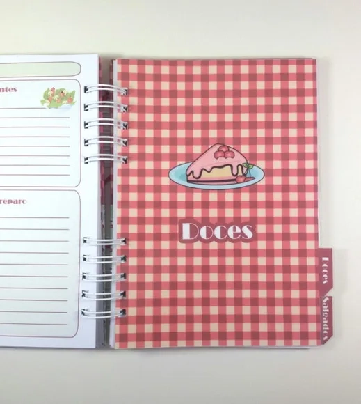 Caderno de Receitas Personaliz + Divisórias + Acessórios