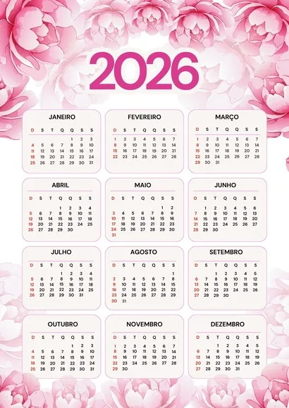 Calendário A4 de Parede