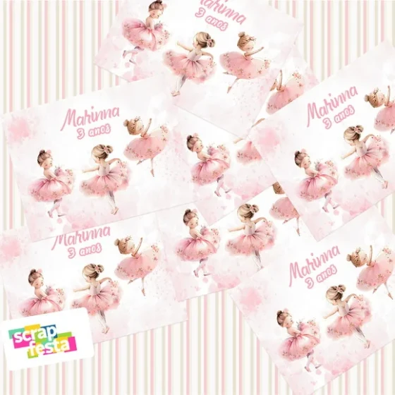 Adesivo Personalizado Retangular Festa Bailarina