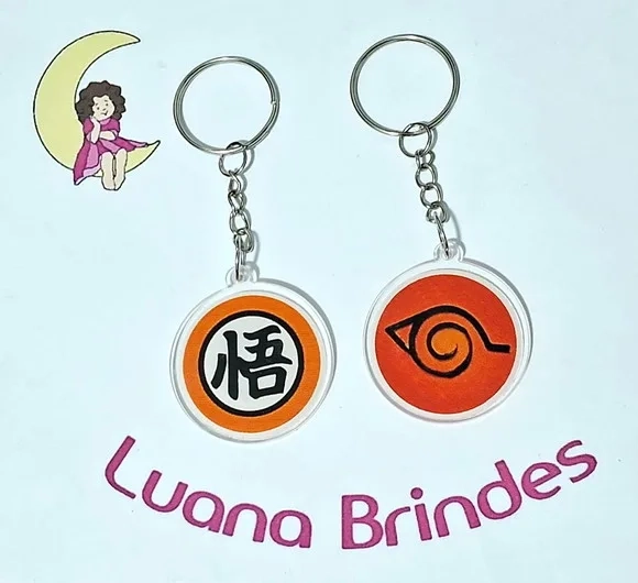 Chaveiro Naruto Acrílico Impresso Pct C/6 Unid. Variados