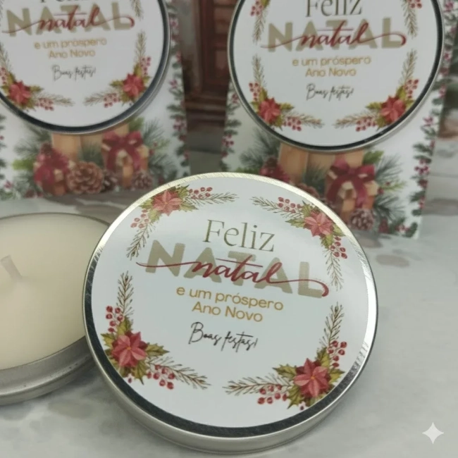 20 unidades de Vela Aromática na latinha Personalizada Natal - - Trabalhamos com qualquer tema - Informar o tema no chat