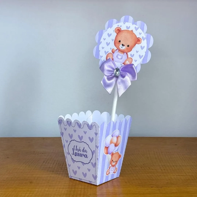 PEGUE E MONTE - Centro de Mesa URSINHO LILAS - Decoração de Festa | Lembrancinhas | Aniversário | Personalizados