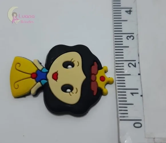 Aplique Branca de Neve c/ Coroa de Borracha - Pct C/6 Unid