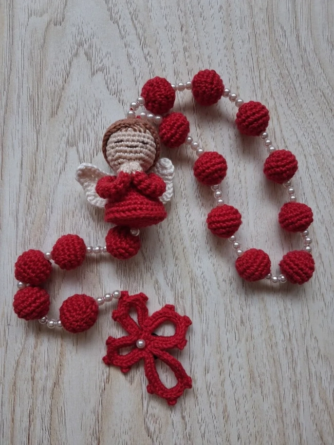 Terço Anjo Amigurumi Batizado Bebê Decoração Religião