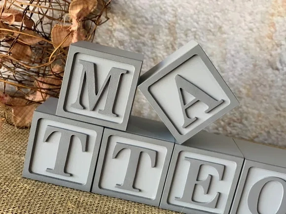 Cubos Personalizados de MDF - Cubos 6x6cm - Decoração Bebê e Quarto Infantil