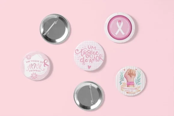 Botton Alfinete 38mm - Outubro Rosa