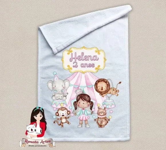 Toalhinha Personalizada Circo Aquarela