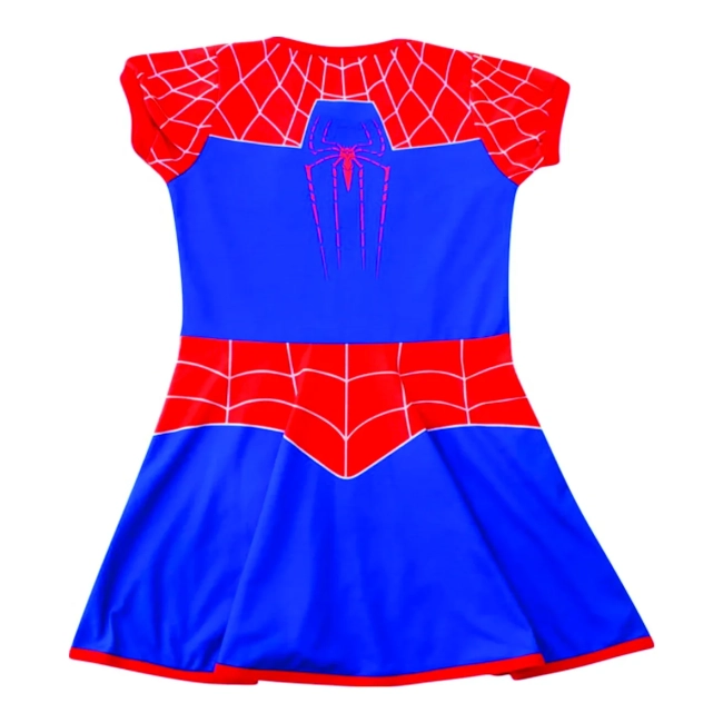 Vestido Infantil Fantasia Heroína Aranha Vermelho e Azul