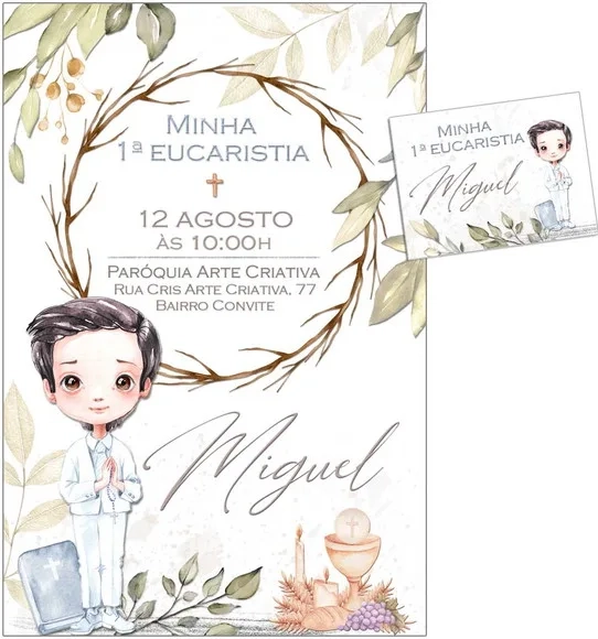 Convite Digital C/tag Primeira Comunhão Menino 3