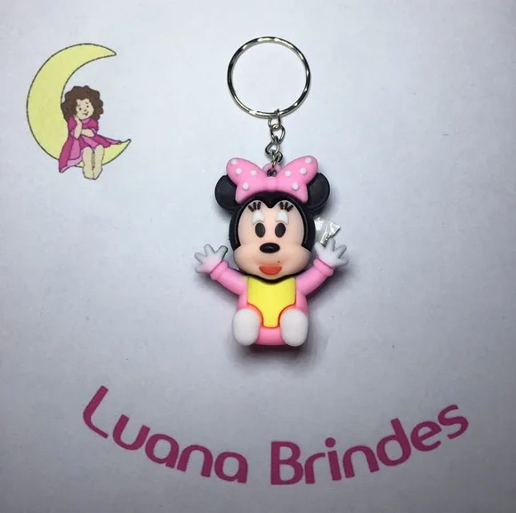 Chaveiro Minnie Baby de Emborrachado 3d Pct C/2 Unidades