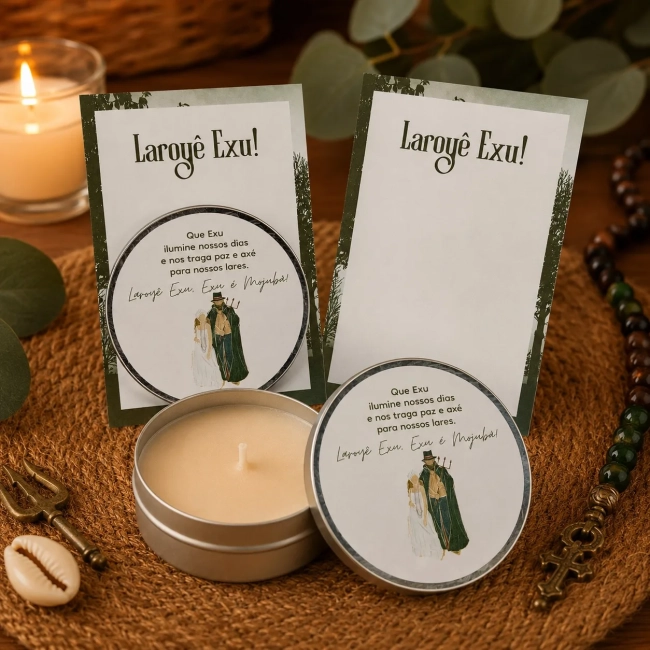 90 unidades de Vela Aromática na latinha Personalizada, Pomba-gira - Exu - Orixás e Entidades, fazemos qualquer tema.