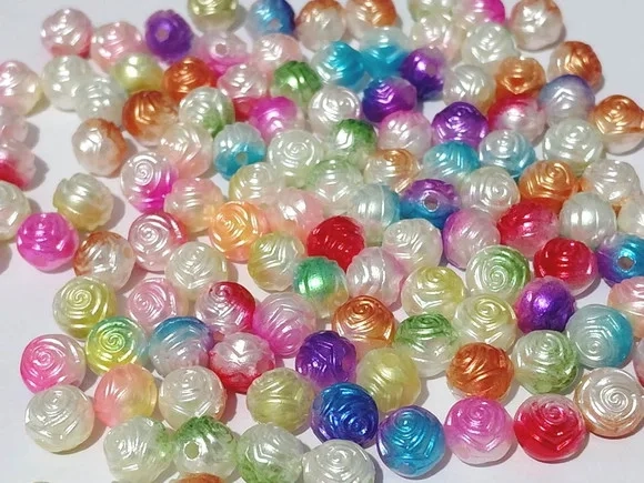 Bola Flor Tie-dye Colorida 8mm Pacote com 100 Unidades