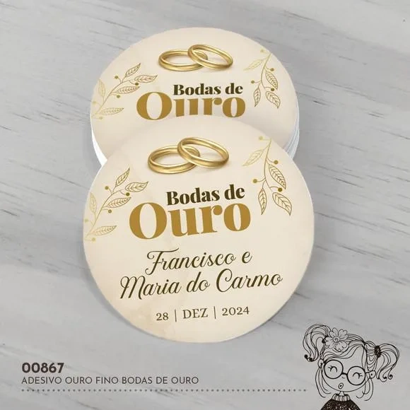 Adesivo Água Ouro Fino Bodas de Ouro - 00867