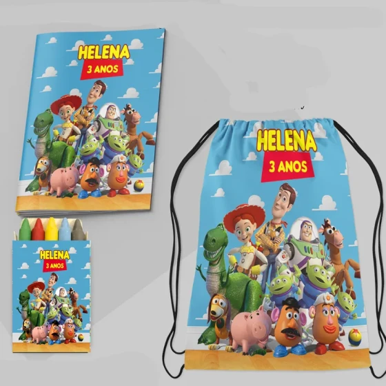 Kit Lembrancinhas Mochila e Revista personalizaddo Toy Story