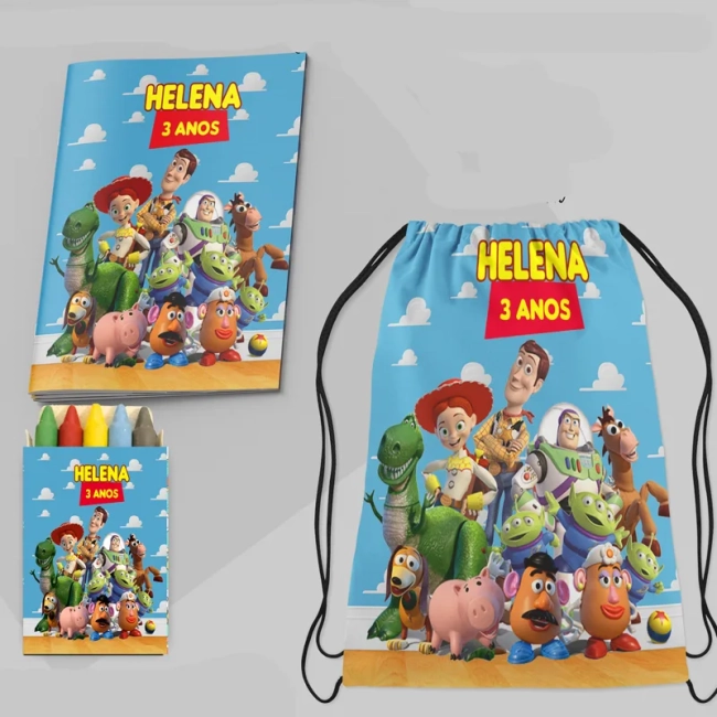 Kit Lembrancinhas Mochila e Revista personalizaddo Toy Story