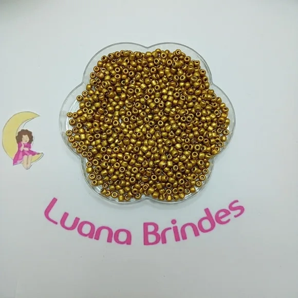 Miçanga Acrílica Dourada 6mm Pacote 60 Gramas