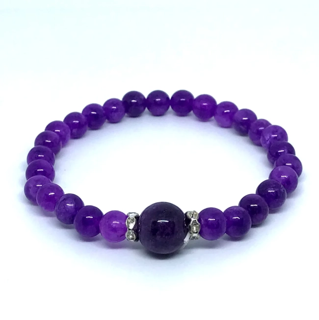 Pulseira Japamala 27 Contas Ametistas e Strass