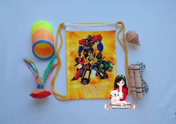 Mochila Boa Infância Personalizada Tema Transformers
