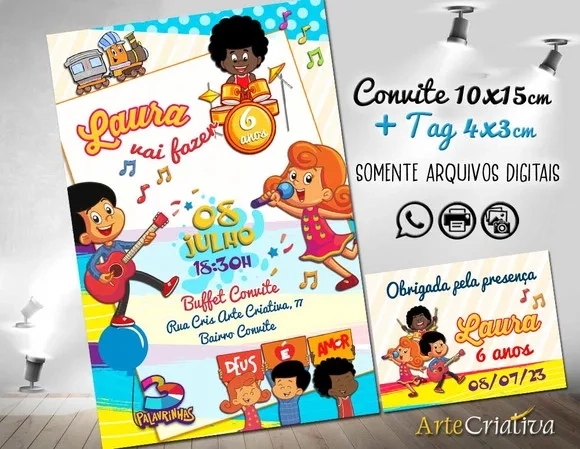 Convite Digital C/tag 3 Palavrinhas